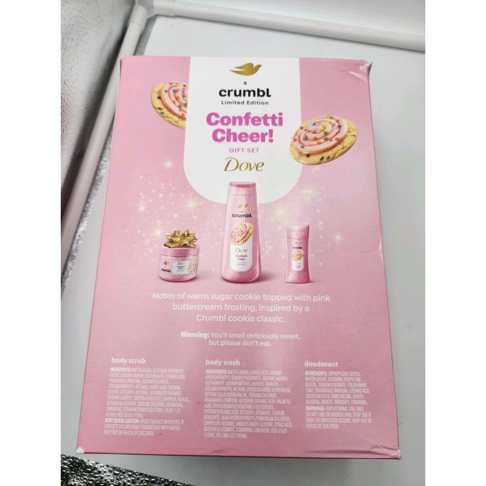Dove Crumbl Limited Edition Confetti Cheer Gift Set Shower Body Wash Scrub Care - Picture 2 of 2